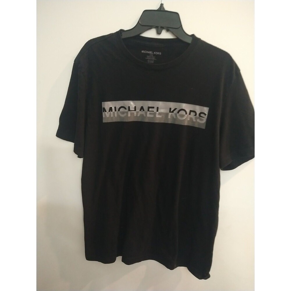 Michael Kors Men's T-shirt Large Black Logo Y2K
